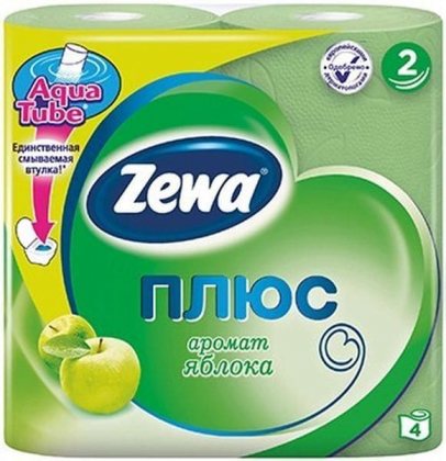 Zewa Plus туалетная бумага двухслойная 4шт Яблоко
